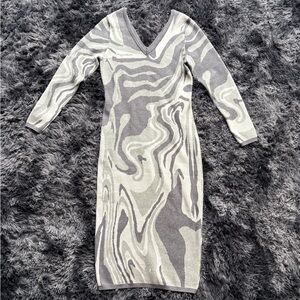Fashion Nova Marble Print Bodycon Sweater Dress | Size XL